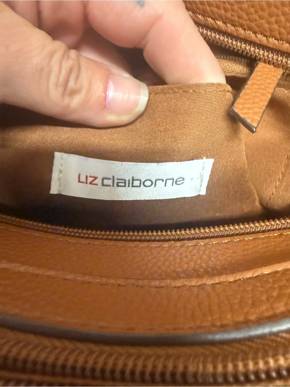 Liz Claiborne Brown & White Geometric Satchel